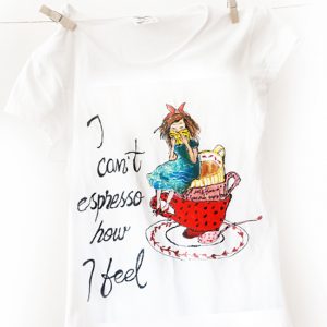 I can't espresso how I feel. Tricou pentru iubitoare de cafea și cărți.