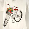 Tricou pictat bicicleta cu trandafiri