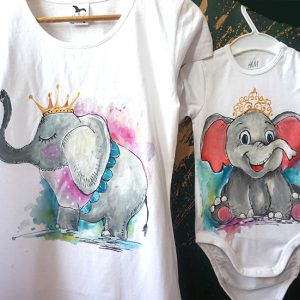 set tricouri mama-fiica elefanti